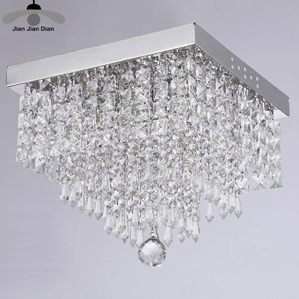 

JJD Modern Square K9 Crystal Chandeliers G4 Led Lamps High Power Led Lights Crystal Chandelier Led Lustre Chandeliers