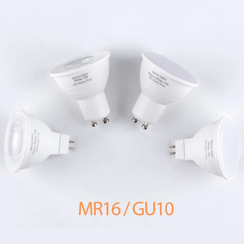 GU10 Светодиодный светильник MR16 точечный 5 Вт 7 220 В gu 10 30/180 градусов угол луча GU5.3