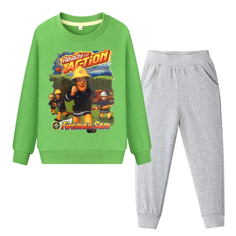 Kids Fireman Sam Tracksuits Children Outdoor Casual Clothing Sets For Boys Girls Pullover Coat+Pant Suit Baby Hoodies Set WL090 (1)