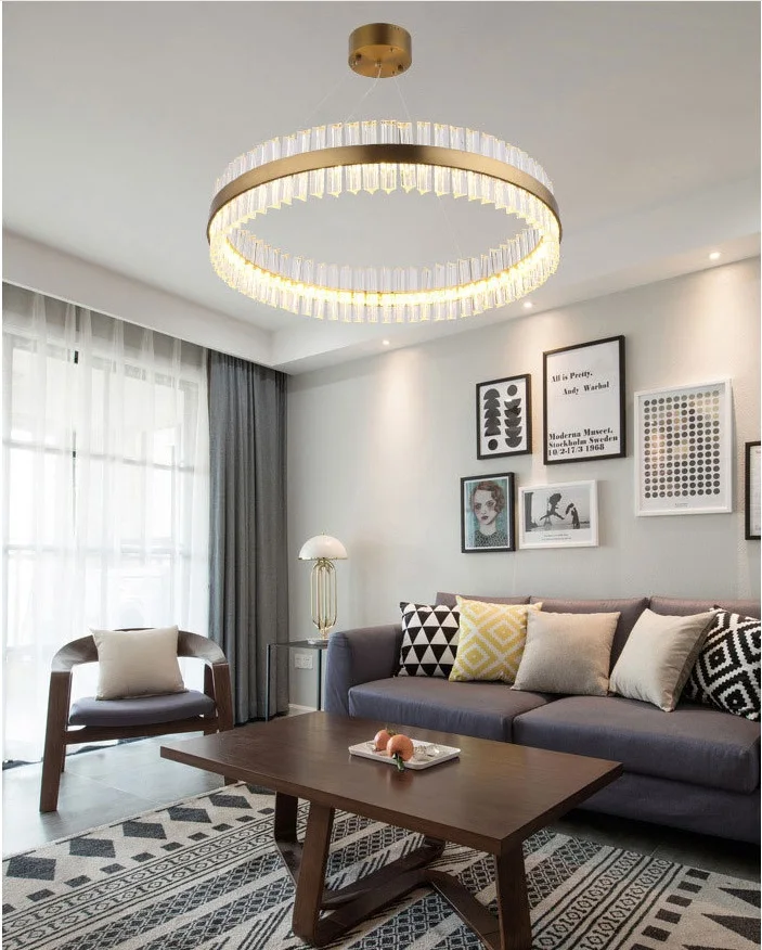 Модная хрустальная люстра, светодиодный, креативный, роскошный, для виллы, потолочный светильник, для гостиной, лампа, круглая, 60 см, 80 см, для столовой, лампа