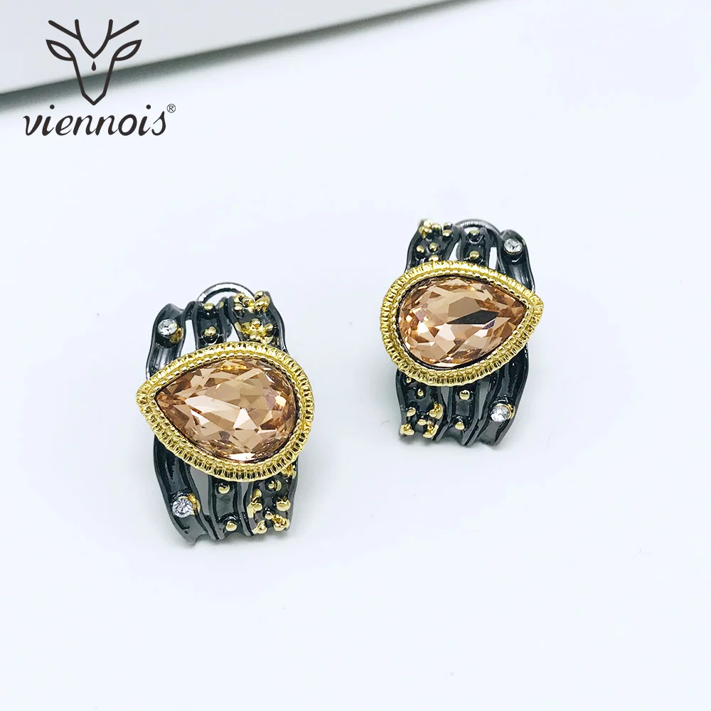 Viennois серьги-гвоздики Винтаж Ретро Стиль пистолет/Золотые стразы кристаллы Серьги с для женщин серьги