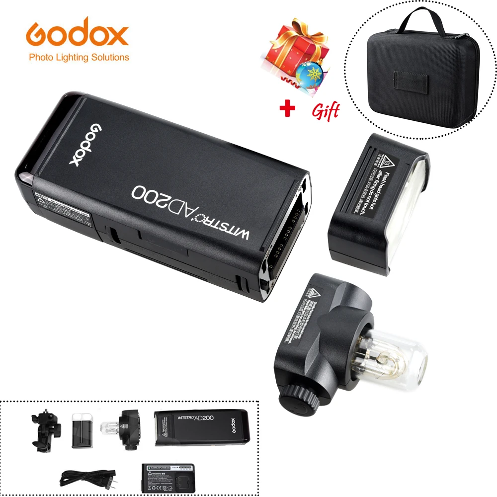 

Original GODOX AD200 TTL 2.4G HSS 1/8000s Pocket Flash Light Double Head 200Ws with 2900mAh Lithium Battery Strobe Flash