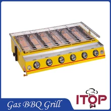 6 Burners Gas BBQ Grill Stainless Steel Barbecue Stove Outdoor Adjustable Height Fast Delivery Smokeless churrasco
