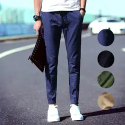 Новые Простые Модные демисезонный для мужчин брюки для девочек Тонкий сплошной цвет прямые мужские повседневные штаны дропшиппинг