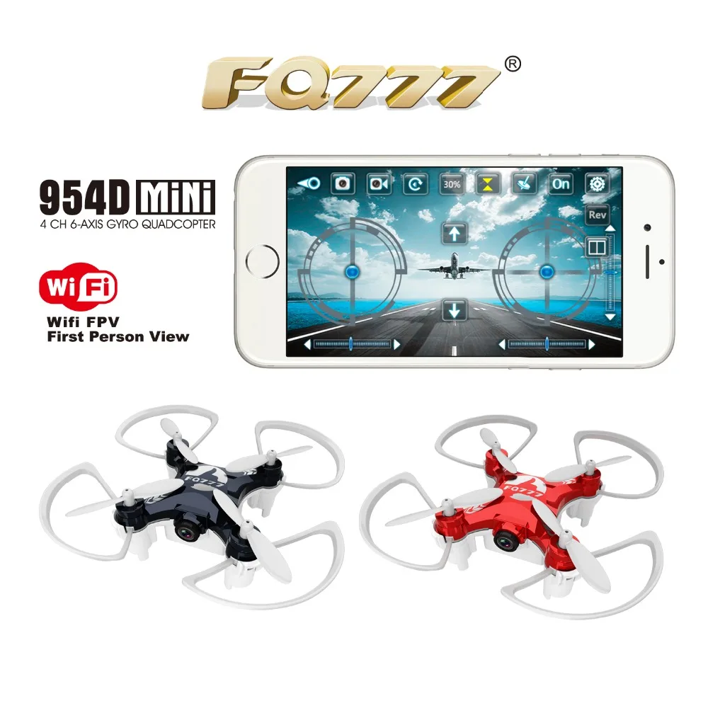 

FQ777-954D WIFI FPV Drone with Camera Altitude Hold Mode 3D Flip 6-AXIS RC Nano Quadcopter BNF APP control F17863