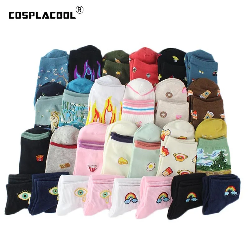 Еда Фрукты забавные носки суши/искусство масляной живописи Sokken вышивка дивертидос пламя милые носки женские команды женские носки Meias