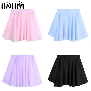 

Kids Girls Dance Basic Classic Dancewear Chiffon Mini Pull-On Wrap Tutu Dance Skirt Gymnastic Ballerina for Performance Costumes