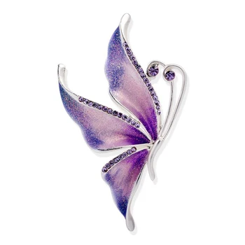 

Quality Crystal Sandblasting Enamel Brooch Pin Hollow Butterfly Multicolor Optional Crystal Decorative Brooch Pins For Women