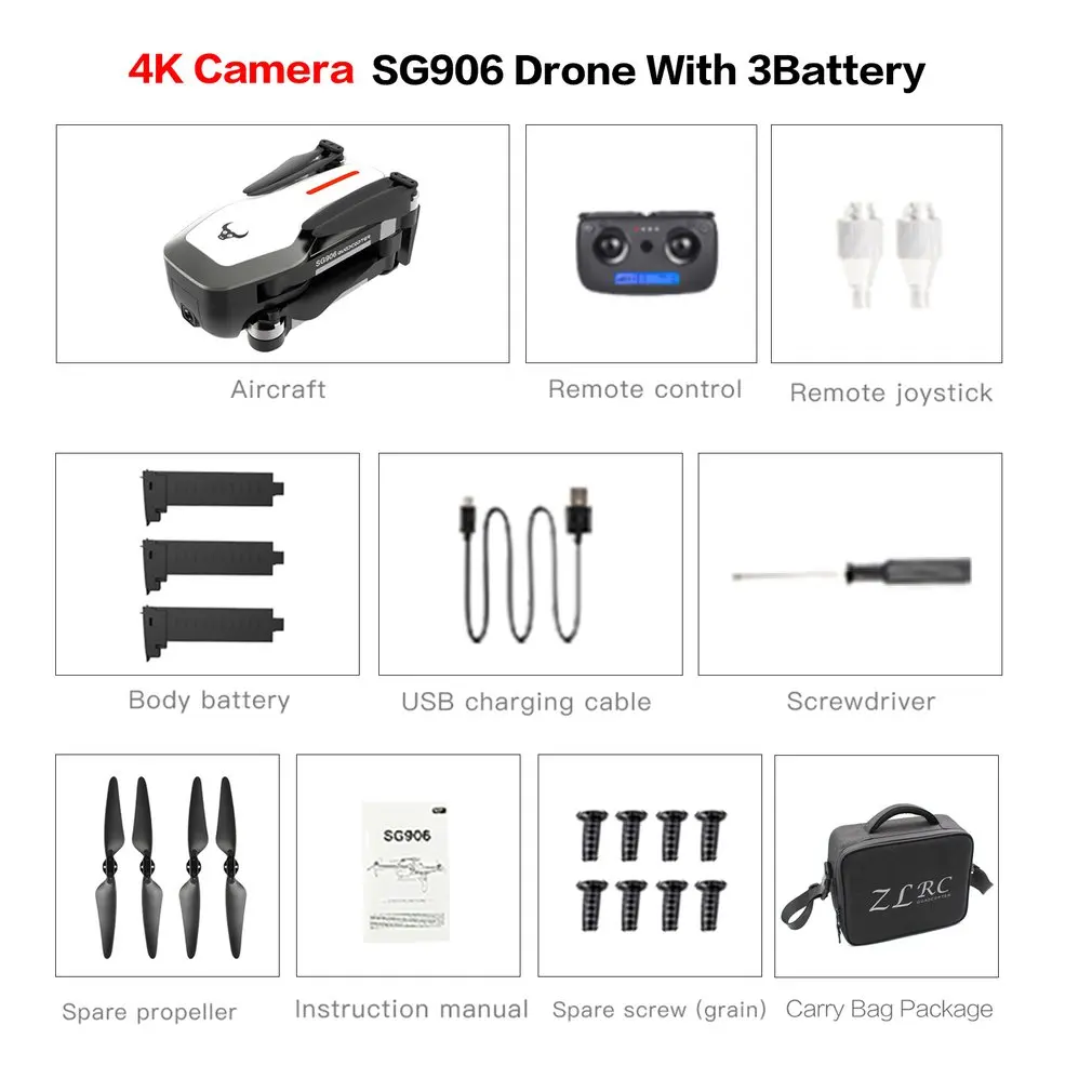4k 3BAT bag B SG906 gps 5G wifi FPV RC Дрон 4 K бесщеточный селфи Дроны с камерой HD RC Квадрокоптер складной Дрон VS Visuo XS816 F11 Дрон - Цвет: 4k 3BAT bag B
