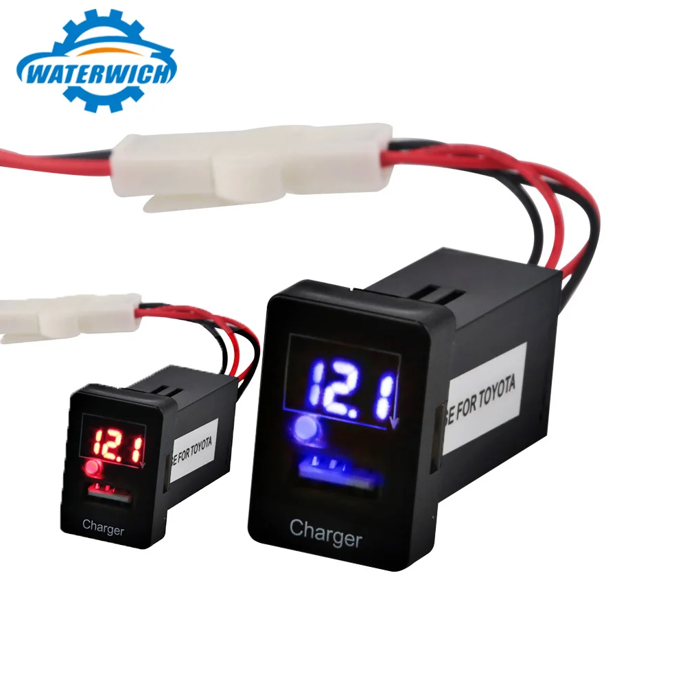 

5V 2.1A Car USB Charger Voltmeter Voltage Meter Adapter Cigarette Lighter For Toyota Mobile Phone Charger