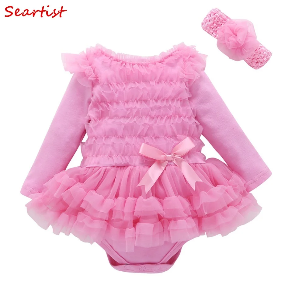 

Seartist Baby Girl Summer Dress 1st 2nd Birthday Baptism Dress Girls Tutu Princess Dress Romper Solid Pink Baby Girl Dresses 35