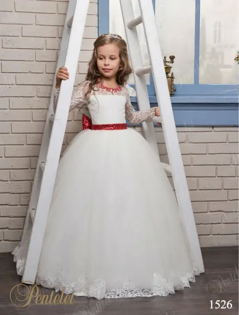 Cheap 2017 New Lace Flower Girls Dresses For Wedding Gown Ball Gown Kids Beauty Pageant Dresses Ankle-Length Communion Dresses