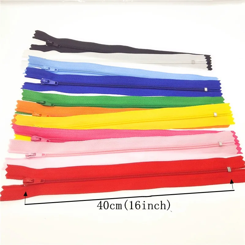 

10pcs/pack 3# Nylon zipper 40cm 16inch SPIRAL TEETH /assorted color/ closed end/AUTO LOCK/skirt zipper sewing Z0026