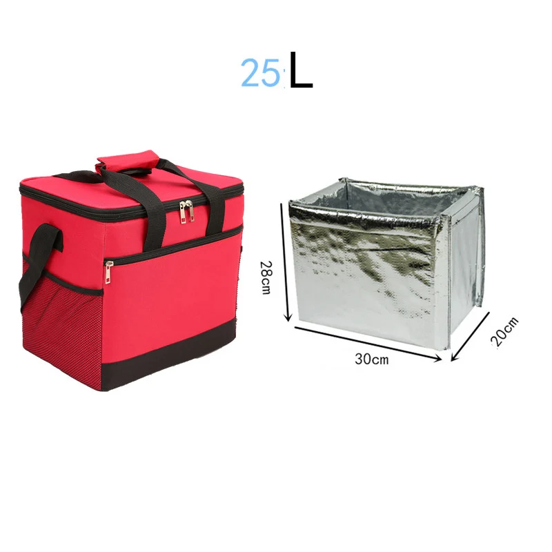20L 25L большая сумка для обеда, Термосумка для пикника, большая сумка-холодильник, пакет для льда, еды, напитков, вина, термос, теплоизоляционная сумка на плечо для транспортного средства