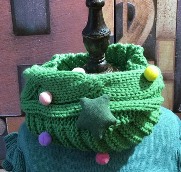 GREEN with star LIHFSI/Новинка года; осенне-зимний шарф для маленьких девочек; милый шарик ручной работы; вязаный шерстяной шарф со звездой и медведем; шарфы для мальчиков и девочек - Цвет: GREEN with star