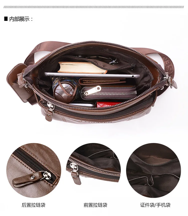 Men Fake Leather Business Messenger Bag Travel Causal Small Shoulder Crossbody Portfolio Bag Briefcase (10)