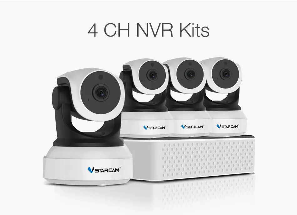 VStarcam 1 NVR 8CH+ 4 шт. C7824WIP 720 P HD Беспроводная ip-камера Wifi 4CH NVR комплект IR-Cut ночного видения сеть CCTV домашняя камера