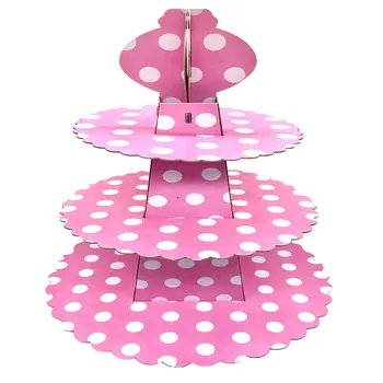 

3 Layer Yellow Pink Red Dot Disposable Paper Cake Stand Party Tableware Decoration Cake Stand Birthday Baby Shower Party Supplie