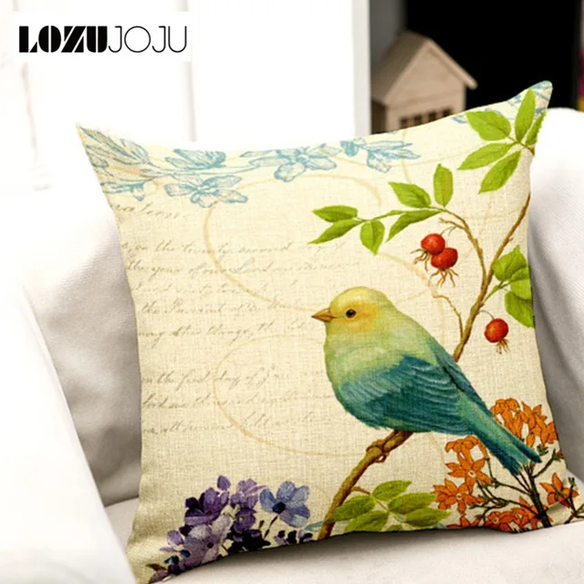 Best Offers LOZUJOJU Thrush bird cushion cover quality stitching home decor linen cotton pillow case bedroom for sofa living room chair Best Offers LOZUJOJU Thrush bird cushion cover quality stitching home decor linen cotton pillow case bedroom for sofa living room chair
