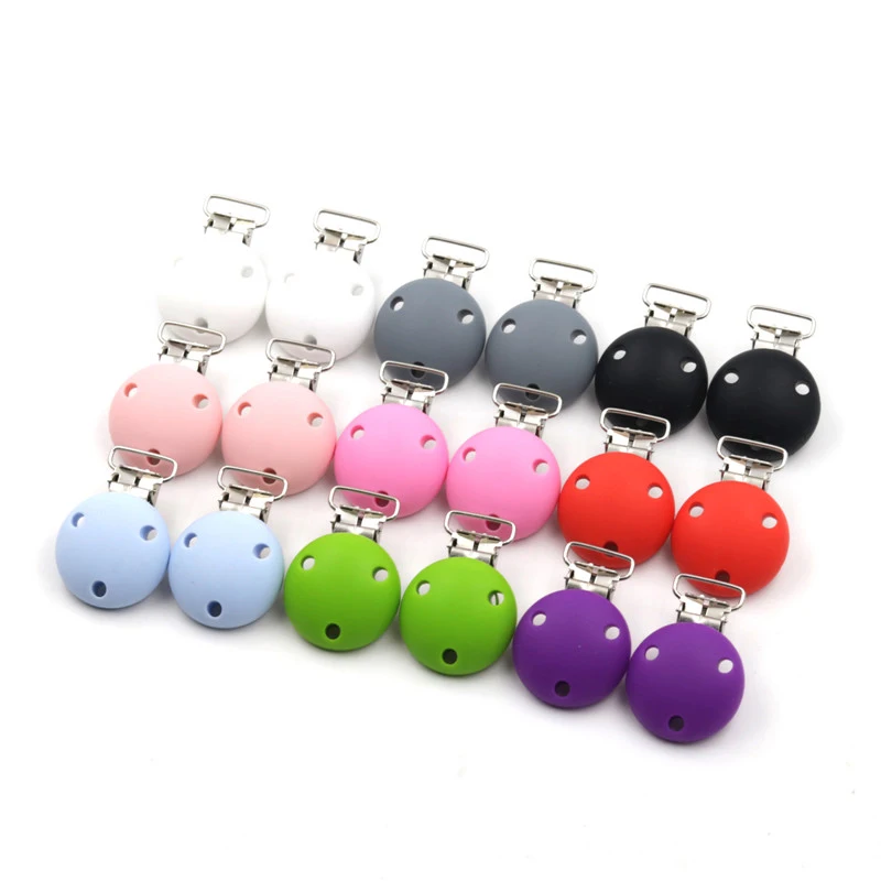 2pcs Food Grade Silicone pacifier clips 8 colors Baby Safe BPA Free