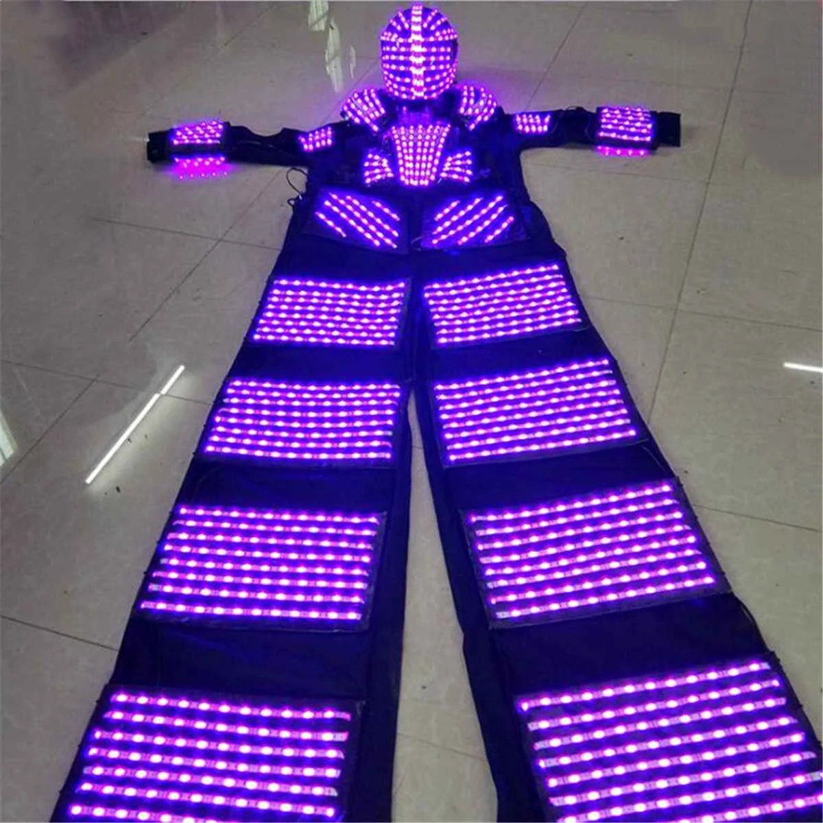 

110-240v RGB LED Lights Costumes LED Dancing Costume LED Robot Suit For Party Performance Electronic Music Festival~ DJ Show