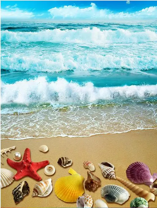Piso Personalizado Adesivos Papel De Parede De Surf Praia Conchas 3d