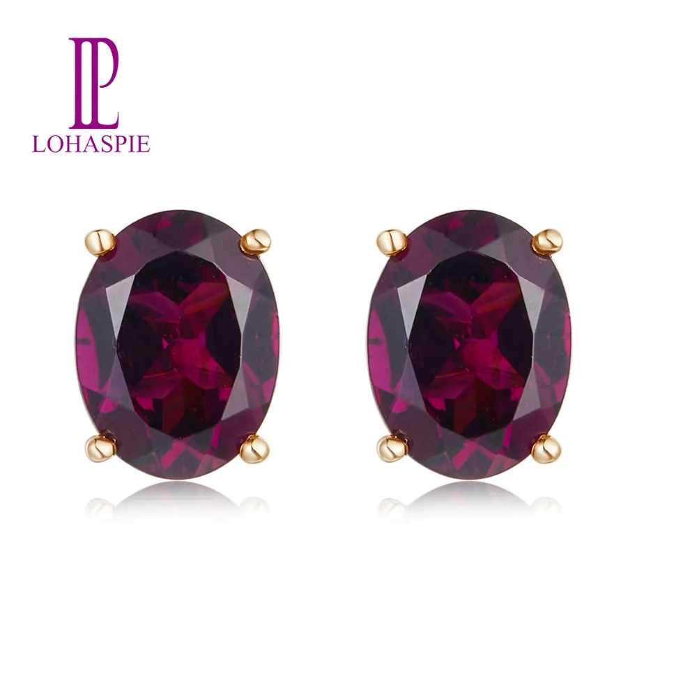 

LP Hot Selling Stud Earrings 14K Rose gold Natural GemStone Rhodolite Garnet 2.72CT Fine Jewelry For Girl's Best Gift