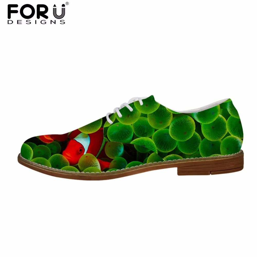 FORUDESIGNS/мужские туфли оксфорды с 3D милым животным принтом в виде рыбы Сезон весна
