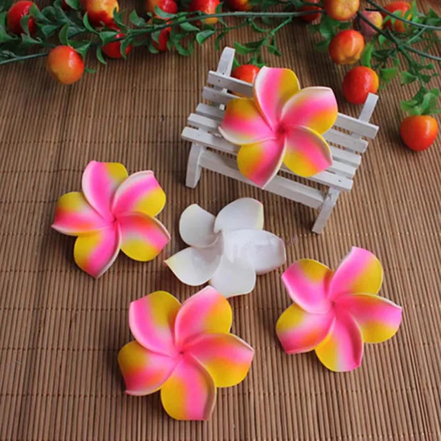 100PCS,7CM Multicolor Fake Foam PE Frangipani Artificial Hawaii