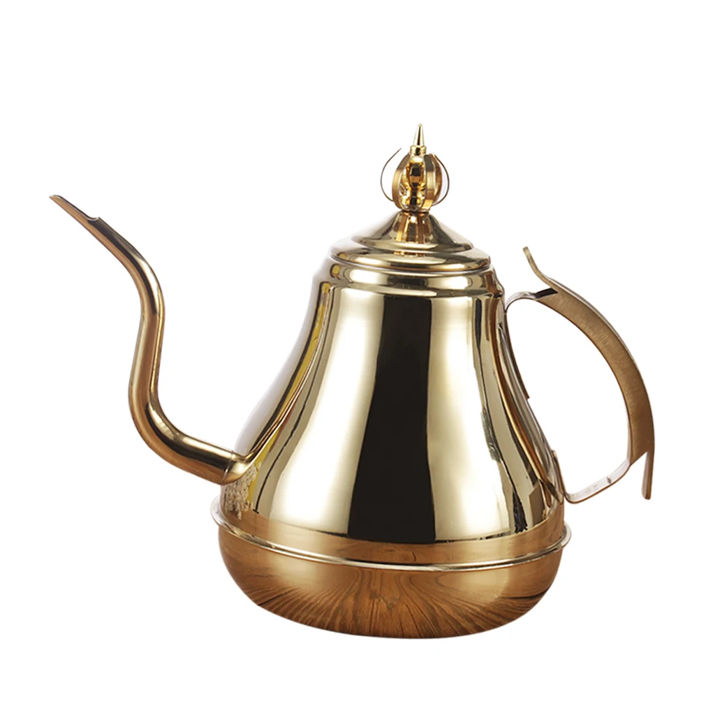 Залить Кофе чайник гусиная шея из нержавеющей стали капельного ГОРШОК 1.2L, 1.8L - Цвет: 1800ml Golden