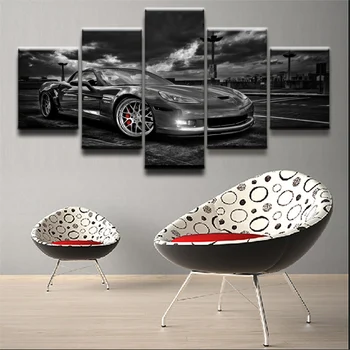 

Modular Unique Wall Art Pictures Canvas HD Printed Poster Modern Home Decor 5 Pieces Chevrolet Corvette Car Painting no frame
