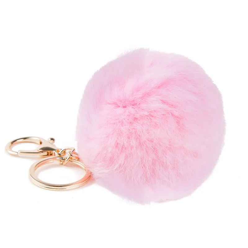 

Lovely Fluffy Rabbit Ear Fur Anime Ball Key Chain Rings Pendant Cute Pompom Artificial Rabbit Fur Keychain Women Car Bag
