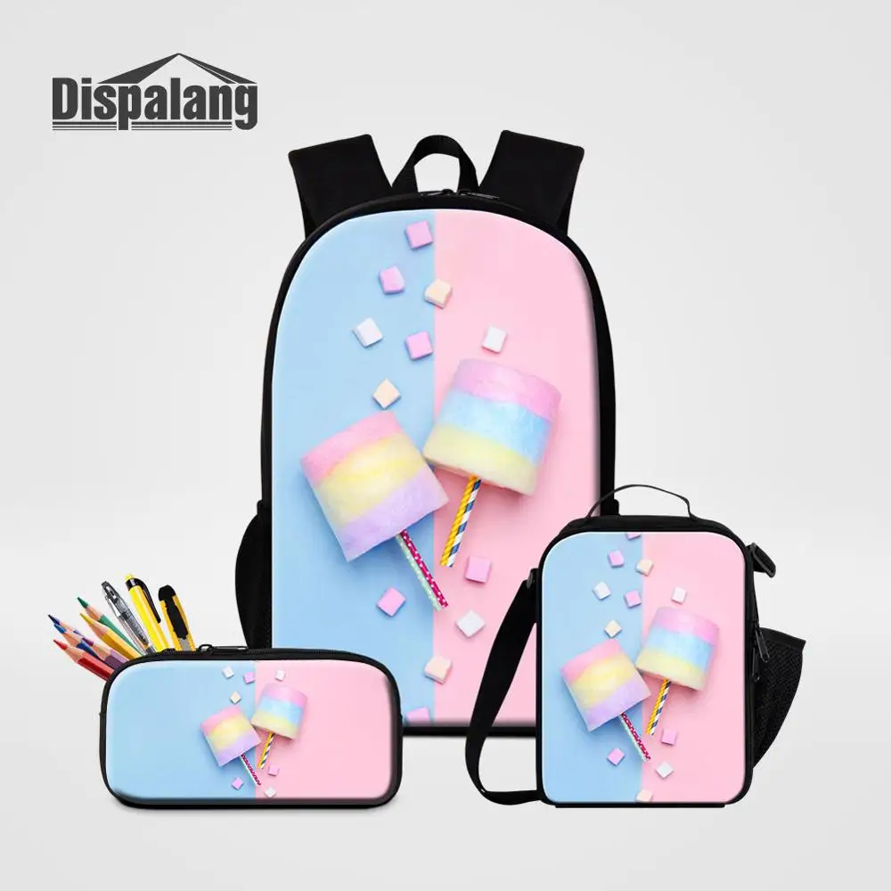 3 PCS Set09 Модная одежда для девочек школьные сумки конфеты дизайнерская сумка-холодильник для учеников, 3 предмета в комплекте, рюкзак для школы начальной школы Карандаш Чехол Коробки для обедов - Цвет: 3 PCS Set09