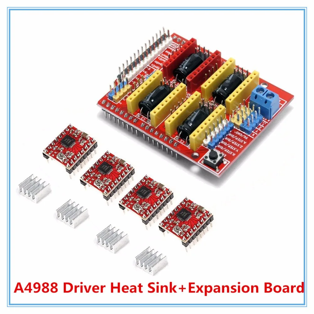 Hot 4 X A4988 Stepper Motor Driver With Heat Sink + Cnc Shield