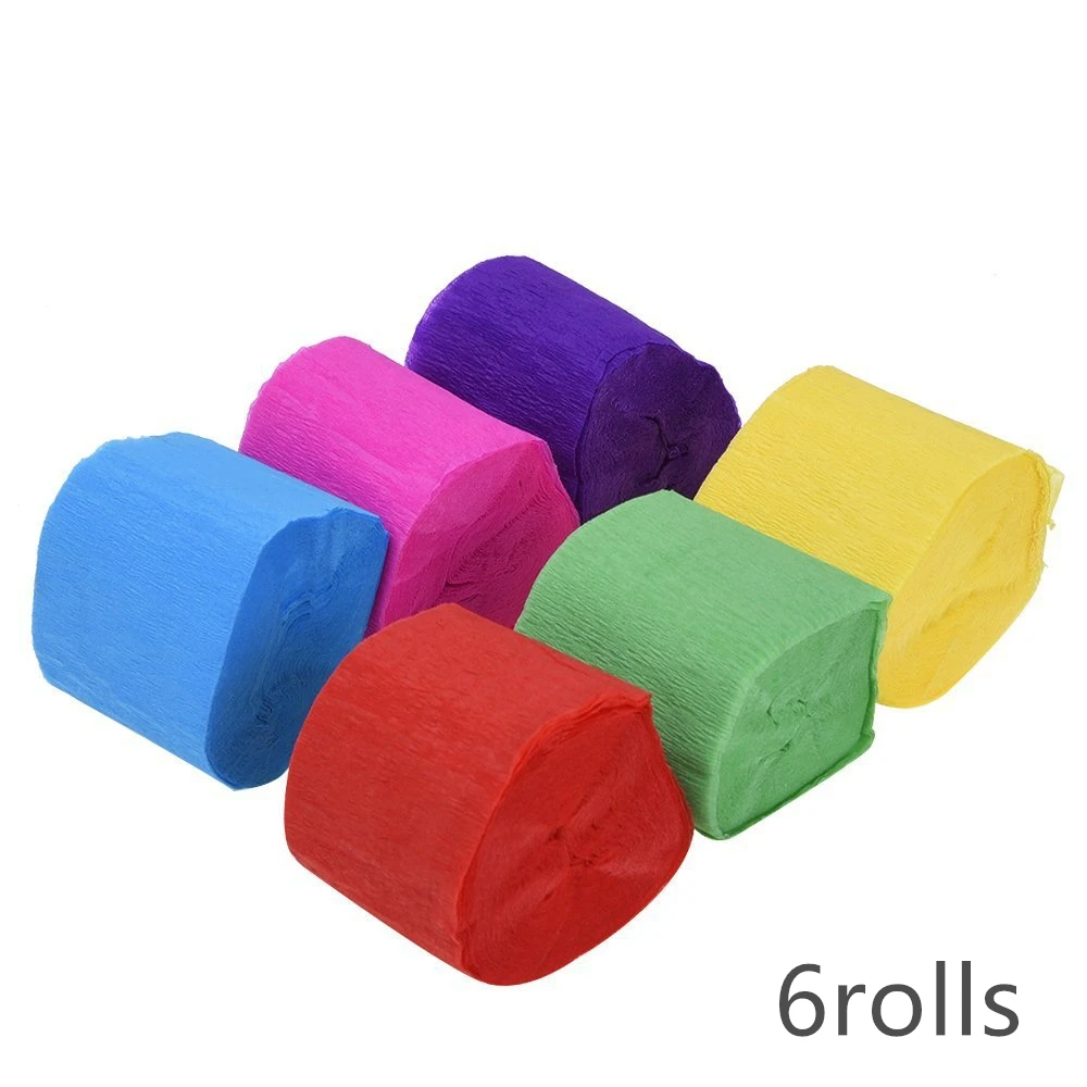 

6rolls 9m*4.5cm Crepe Paper Streamer Roll Tissue Paper Roll Backdrops Wedding Supplies Birthday Party Decorations Background