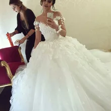 Новое свадебное платье Sweetehart с вырезом и длинным рукавом, бальное платье с длинным шлейфом, расшитое бисером Тюлевое свадебное платье Robe de mariage