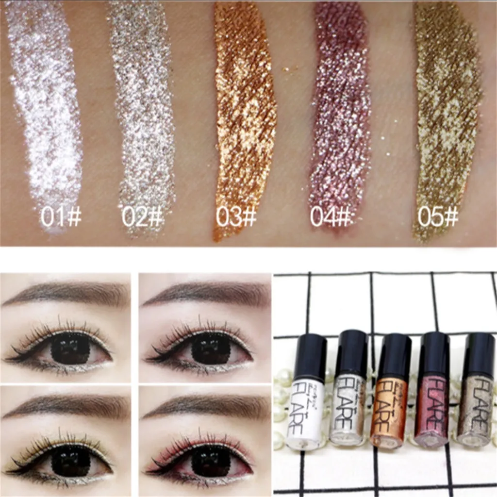 New Professional Shiny Eye Liners Cosmetics for Women Pigment Silver Rose Gold Color Liquid Glitter Eyeliner Cheap Makeup