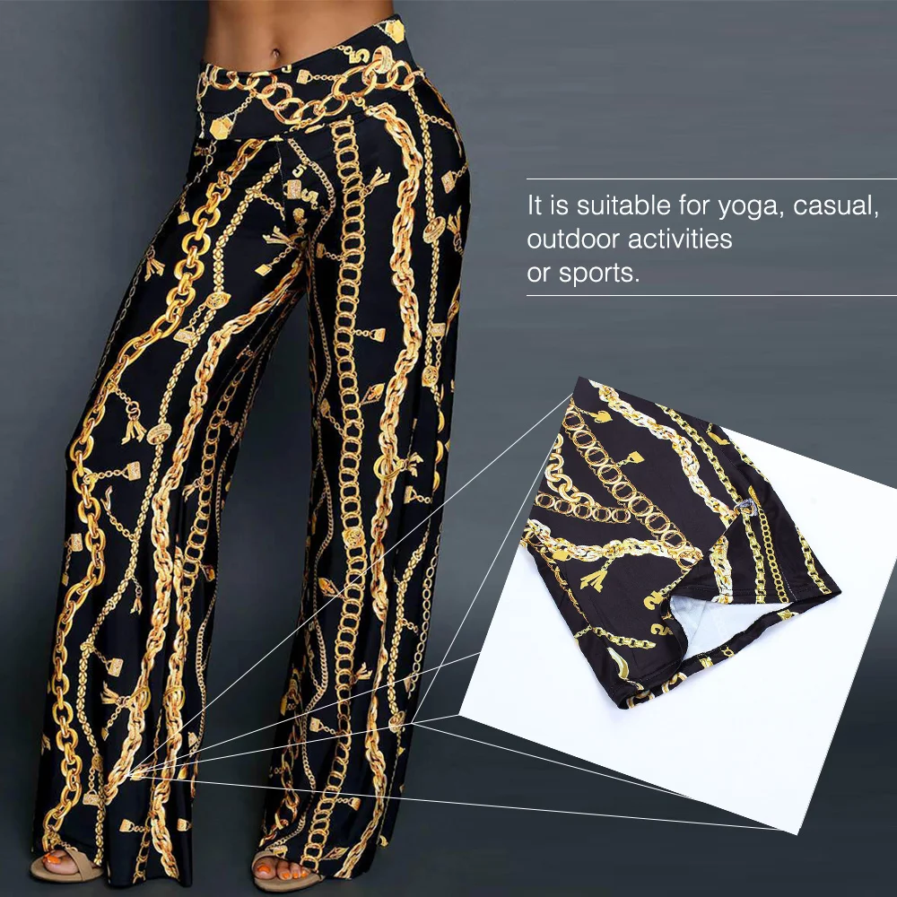 Seluxu Casual Wide Leg Pants Barocco Style 2019 Fashion Pants Women Digital Print Black Color High Waist Loose Trousers -C Seluxu Casual Wide Leg Pants Barocco Style 2019 Fashion Pants Women Digital Print Black Color High Waist Loose Trousers -C