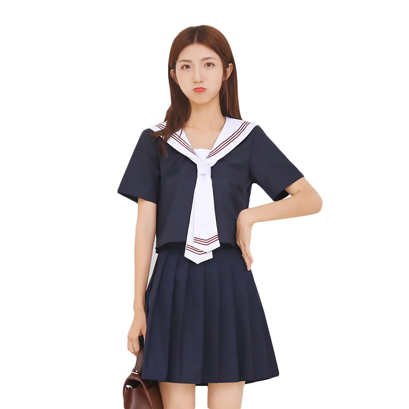 

2018 Dark Blue JK School Uniforms Cute Girl Sailor Suit Cosplay Costume Japanese/Korea Student Suits Uniform Cosplay Costume