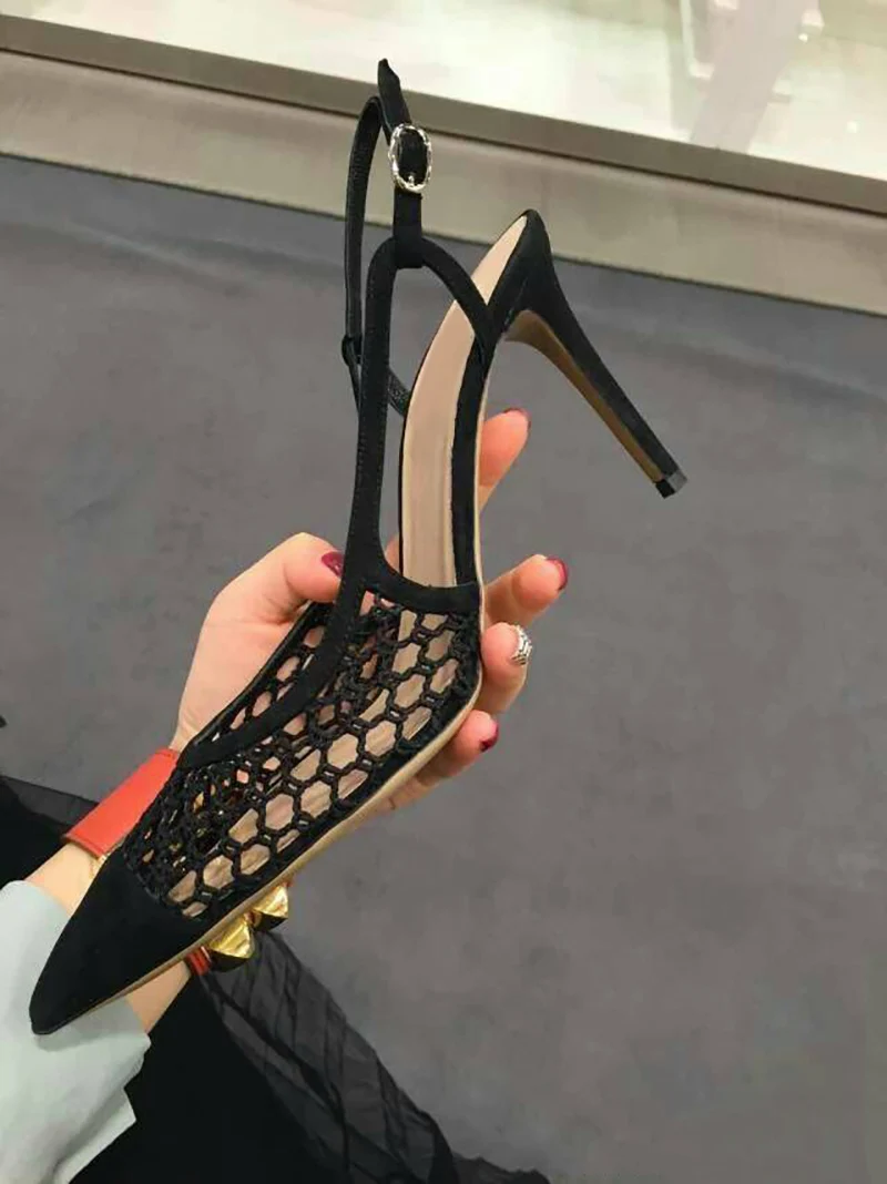 

2019 New Arrival Woman Sandals Hallow Out Sexy Pointed Toe Shoes Women Slingback Woman Gladiator Wedding Dress Party Star Shoes