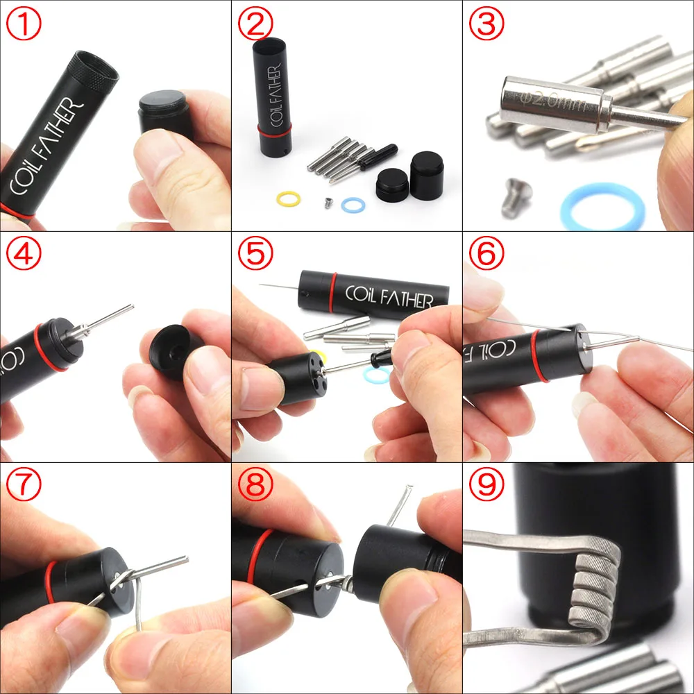 

Coil Father DIY Tool Wire Coil Jig V2 for CW 20 25 30 30 Koiler Coil Rebuilding Hookah RDA RTA Tank for Electronic Cigarette Kit