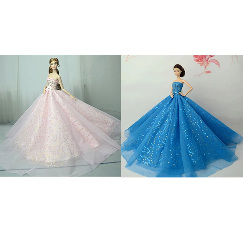 

2 Colors Elegant Summer Clothing Gown For Babi Doll Handmake Wedding Princess Dress Beaty Doll Party Dress