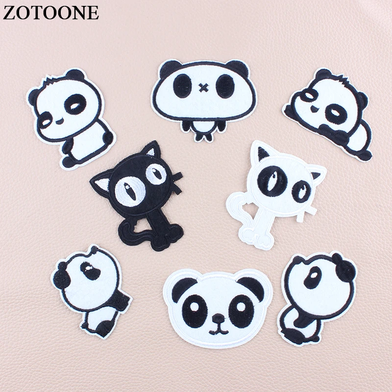 

ZOTOONE Embroidery Animal Patches For Clothingiron On Cat Panda Patch Stickers Heat Transfer Applique Applications for Clothes F