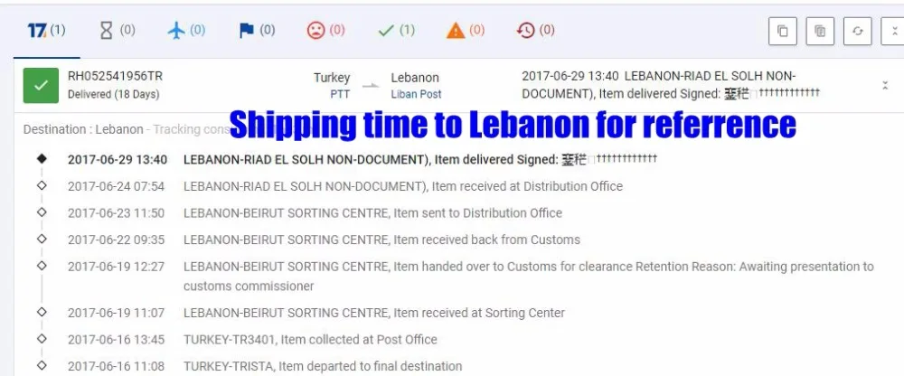 turkey post to lebanon
