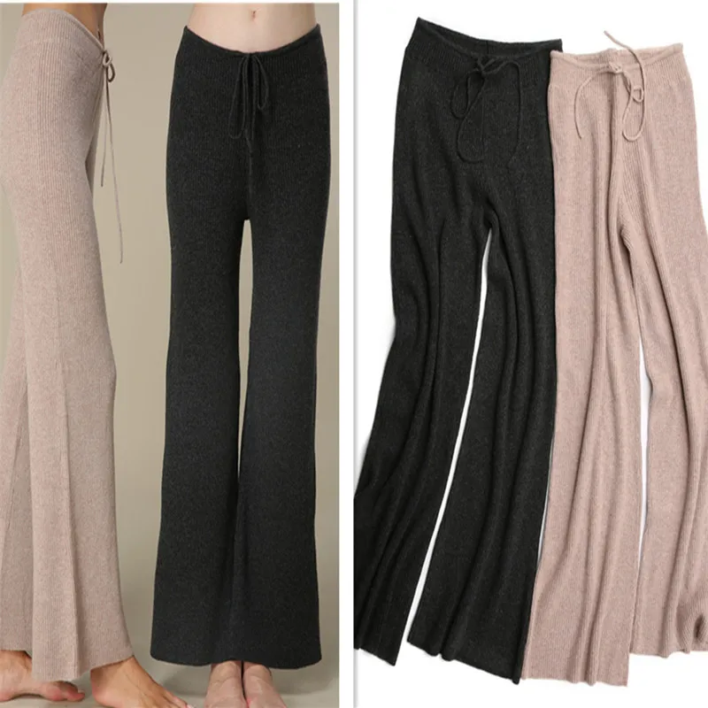 pure goat cashmere women's lounge pants homewear full length straight