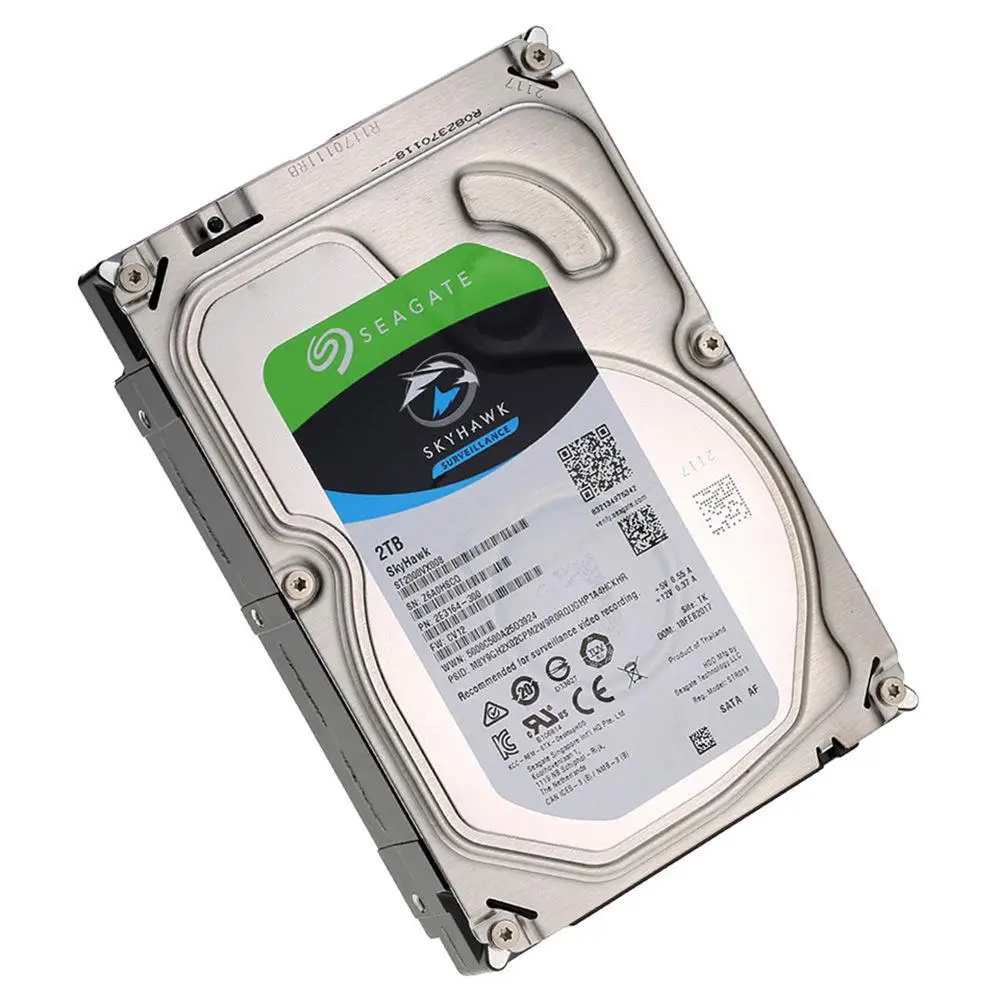 Seagate SkyHawk ST2000VX008 2 ТБ наблюдения специализированный HDD SATA 6 ГБ/сек. 5900 об/мин 3,5 дюйма-Серебристый