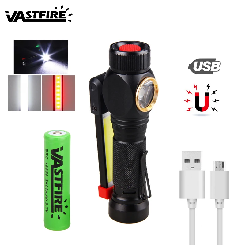 USB 18650 Portable Lantern 7 Mode Rechargeable LED Work Light Folding