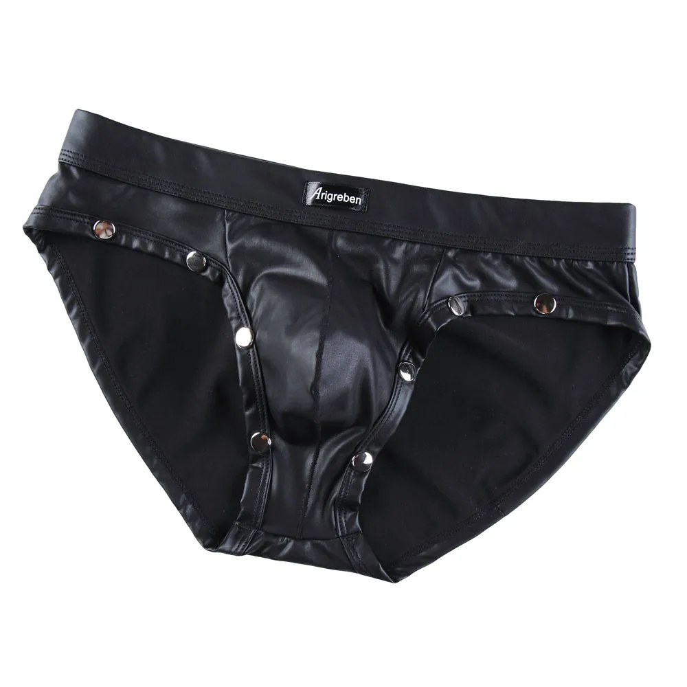 Buy mens underpants Men's Sexy G string Underwear Lmitation Leather Lacquer