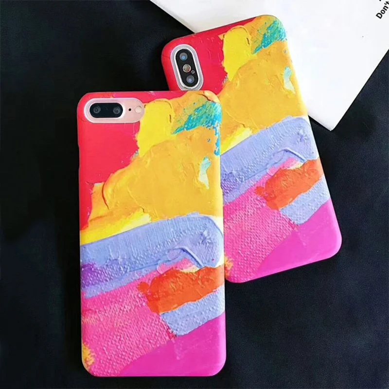 Чехол для iPhone 6 S 7 8 X случаях акварельной живописи Жесткий PC матовый Capinha Coque 6S Plus |