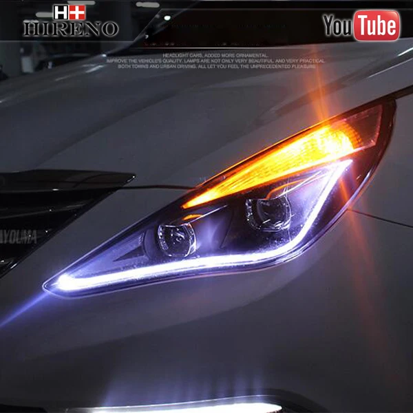 

Hireno Car Styling for Hyund-ai Sonata 2010-13 Headlights LED Super bright Headlight DRL Xenon Lens High Fog Lam